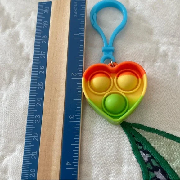 Heart-Shaped Pop Fidget Keychain Set - Multicolor Bundle of 11 - Picture 4 of 4